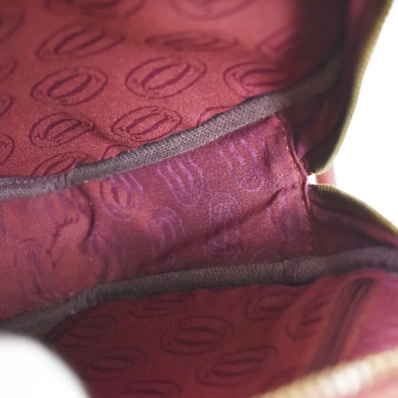 MUST DE CARTIER 2C Logo Shoulder Bag Leather Bordeaux Gold-Plated made in Italy - Picture 11 of 13